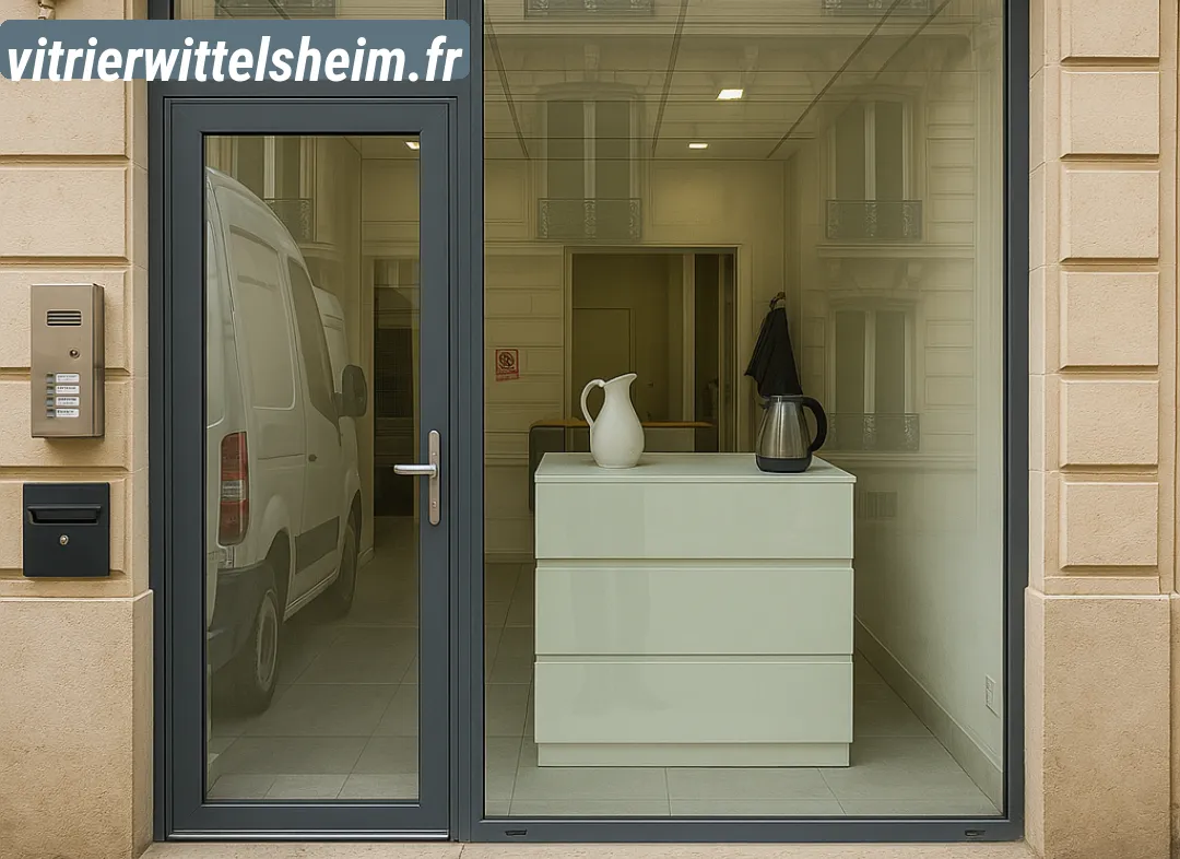 Façade vitrine de magasin en aluminium sur mesure à Wittelsheim
